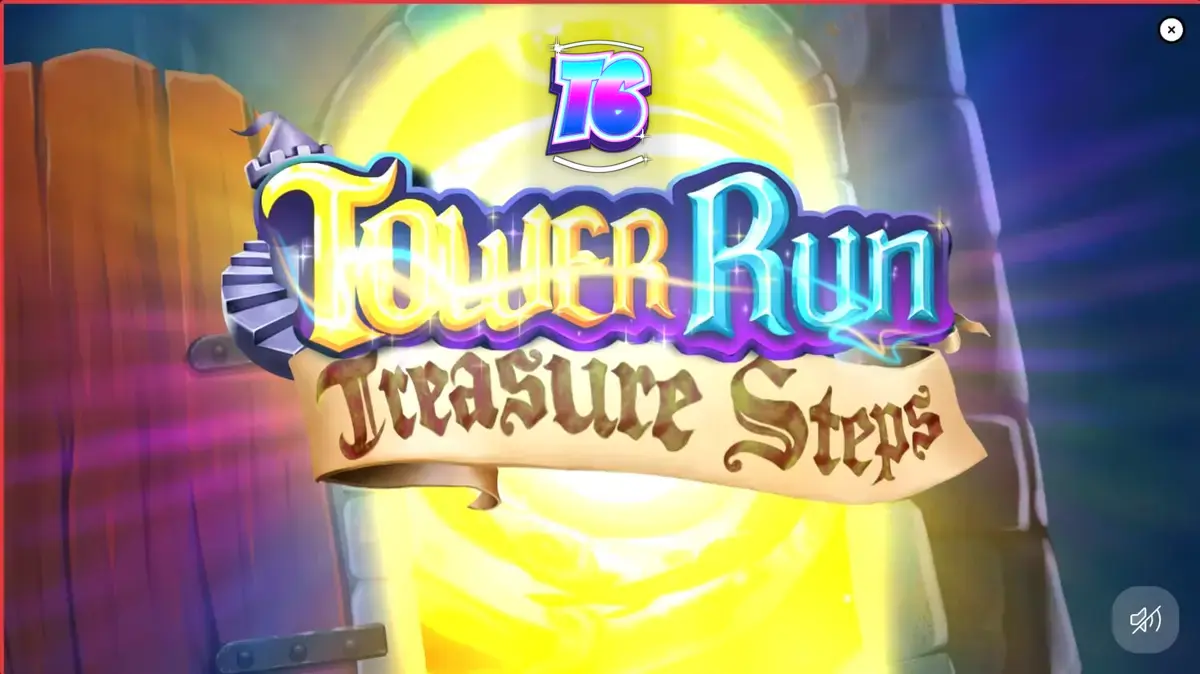Tampilan visual slot Tower Run Treasure Steps dengan tema petualangan menara